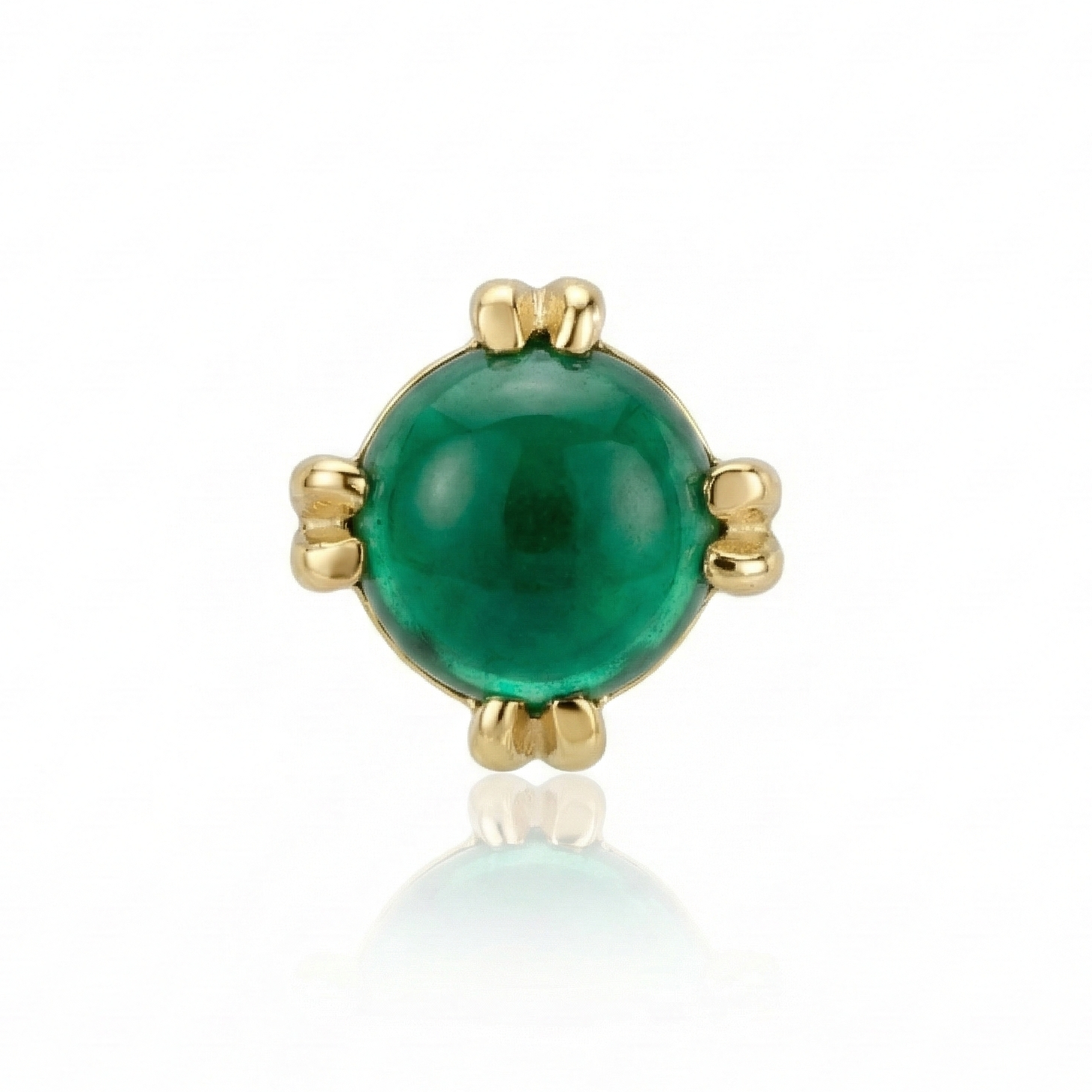 Green tourmaline round cab prong