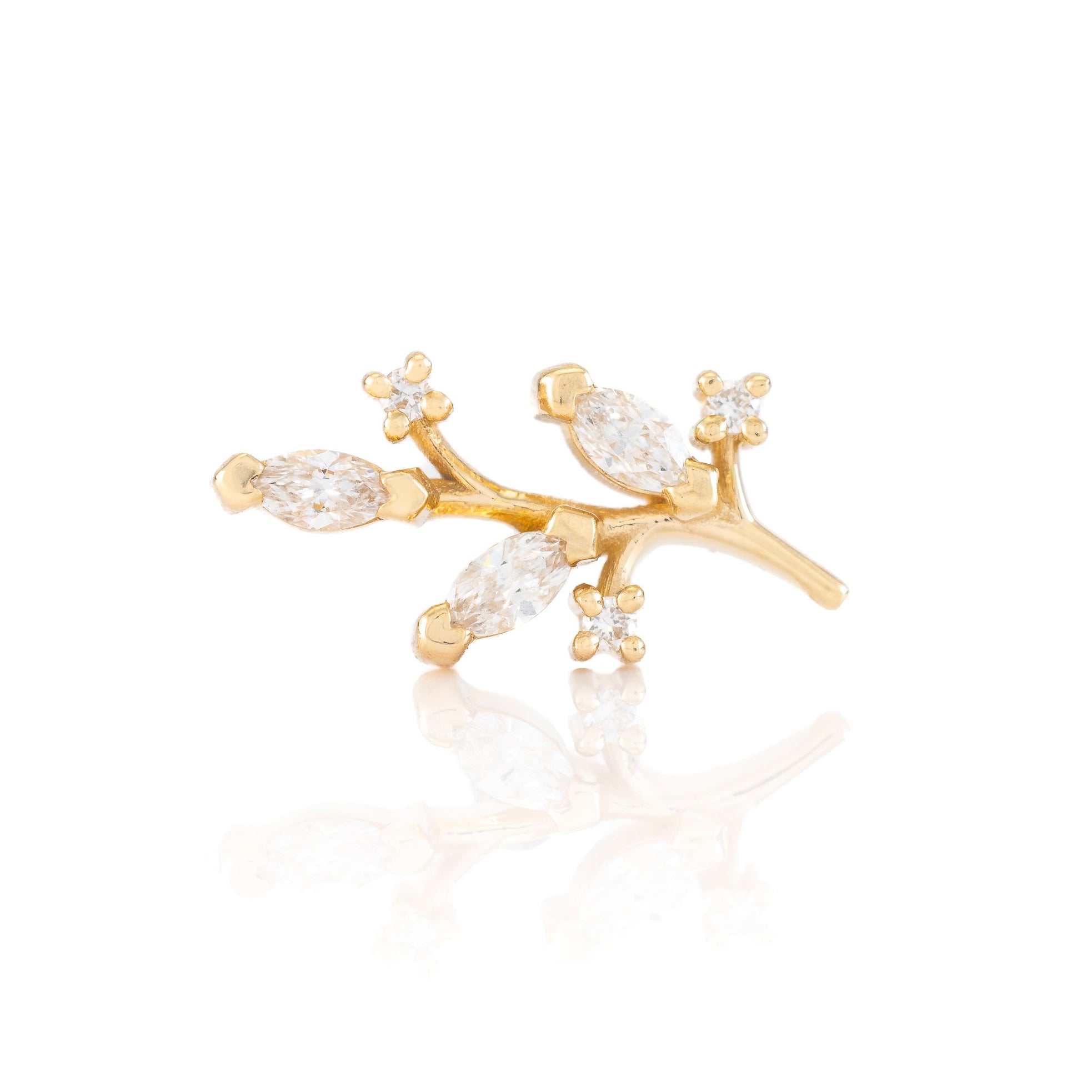 Gold end with diamond stones on a white background
