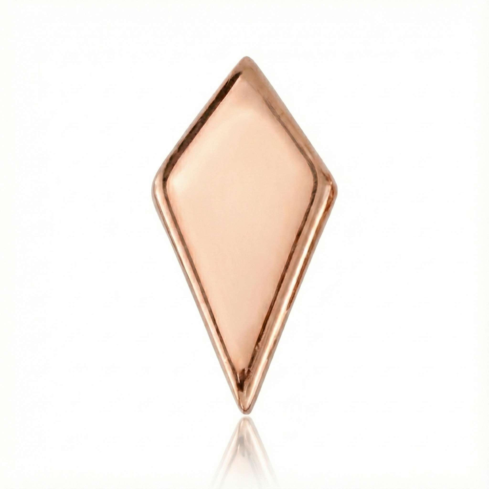 Rose gold diamond-shaped earring on a white background